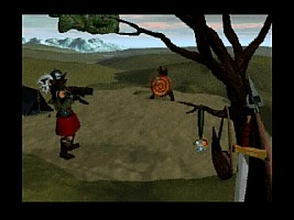 Dwarf practicing axe throwing