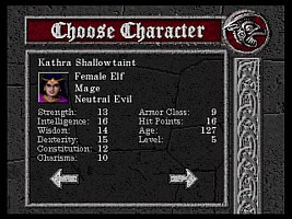 Choosing a character