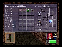 The inventory and stats screen